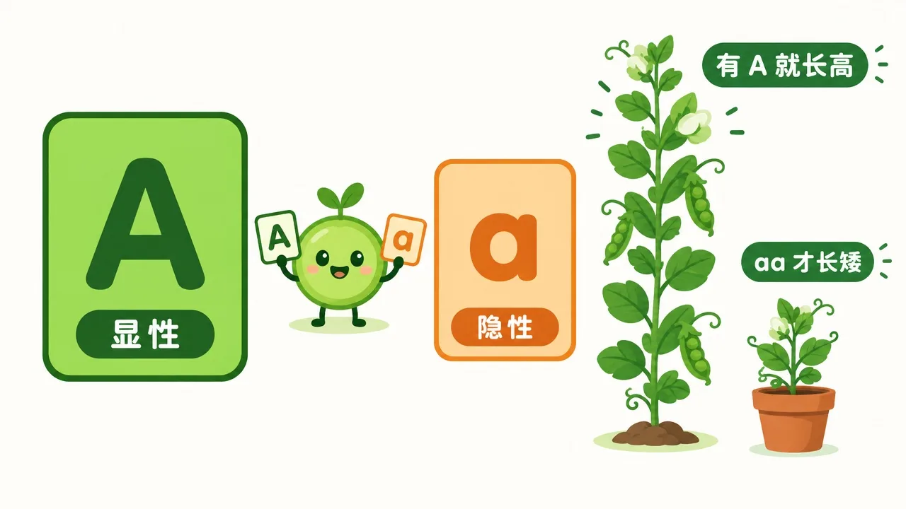 显性基因 A 与隐性基因 a 的字母卡