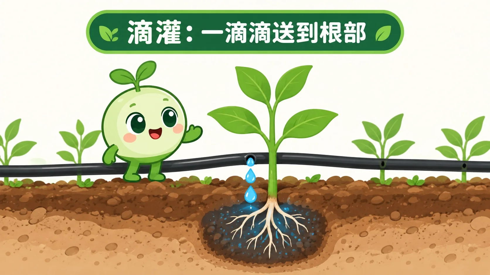 滴灌管把水一滴一滴送到根部