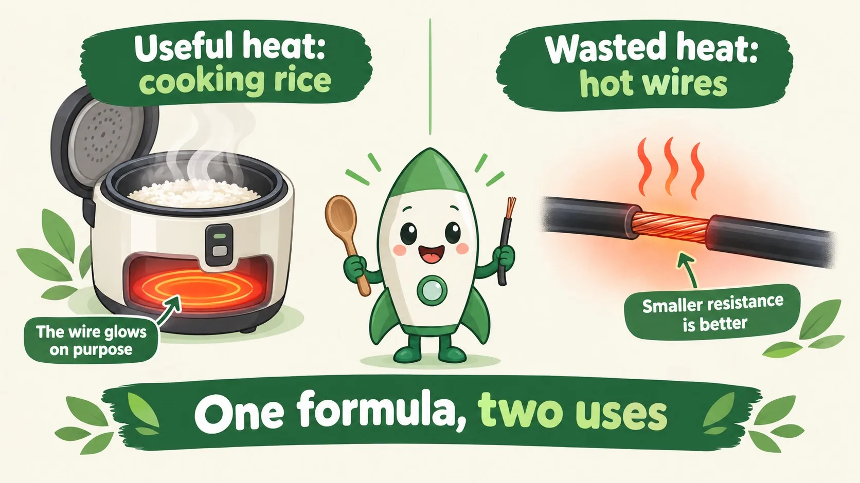电饭锅的有用热与输电线的浪费热对比