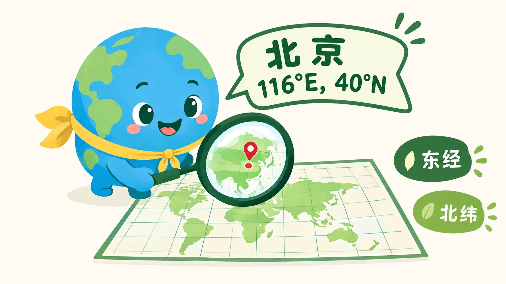 放大镜下的北京坐标 116°E, 40°N