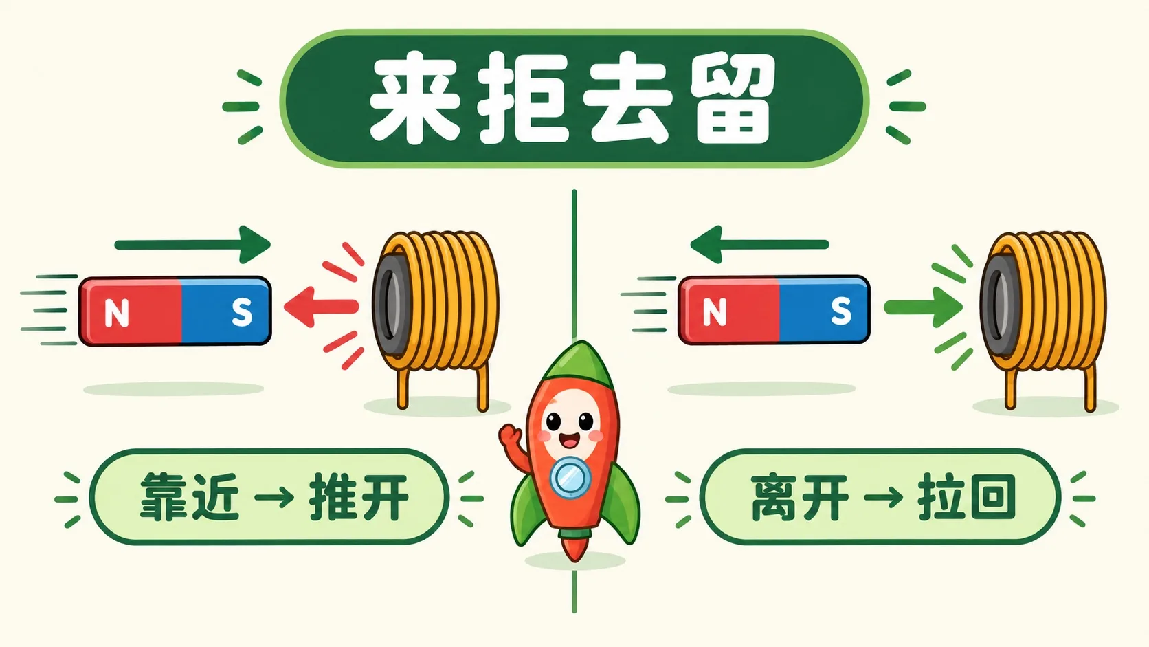 来拒去留：靠近推开，离开拉回