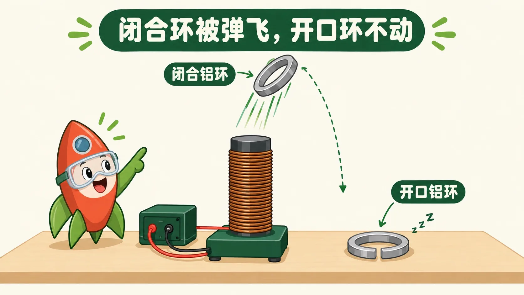 跳跃环实验：闭合铝环被弹开