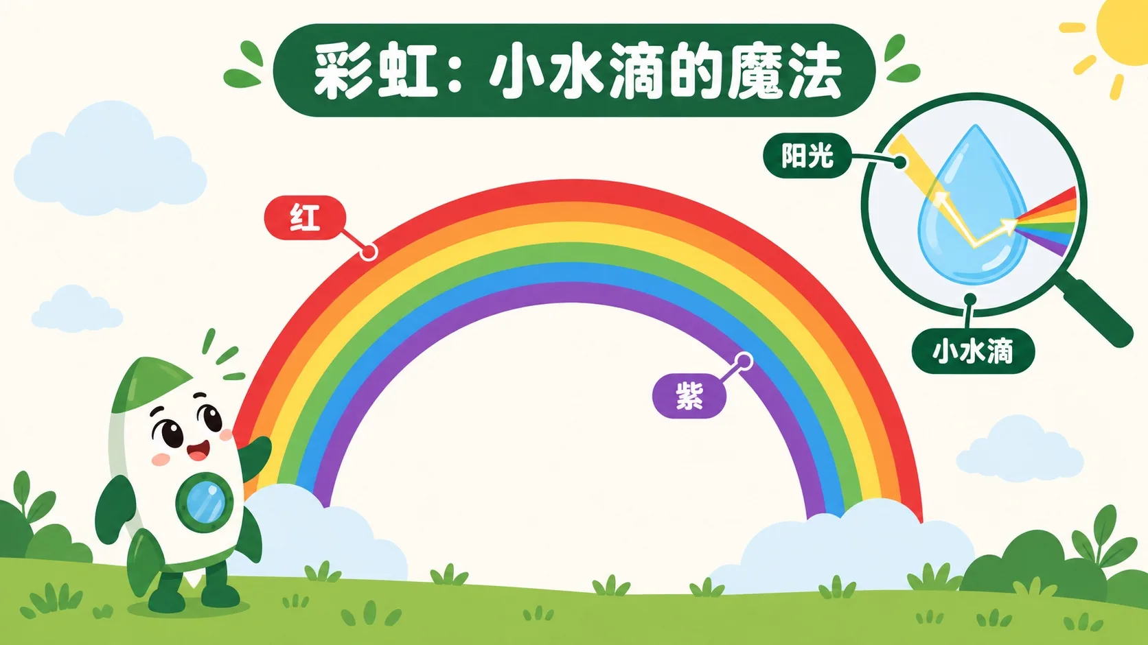 雨后的彩虹与水滴中的光路