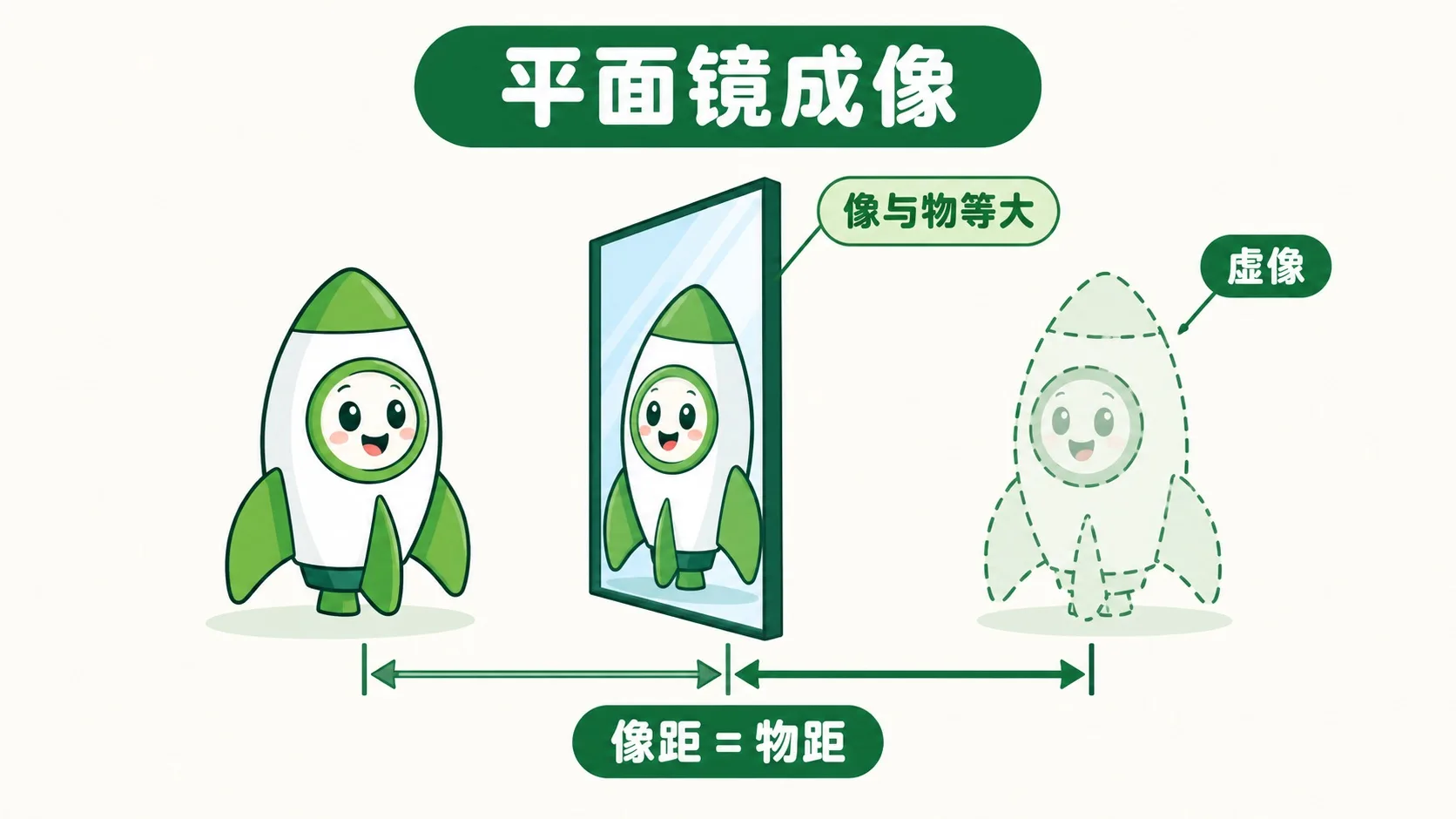 平面镜成像：等大等距的虚像