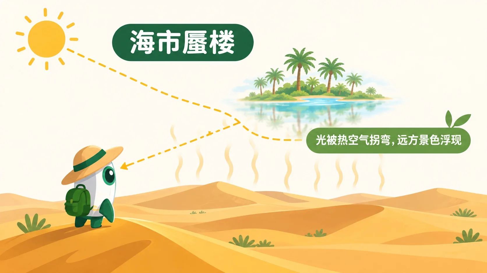 沙漠海市蜃楼：光在热空气层里不断拐弯