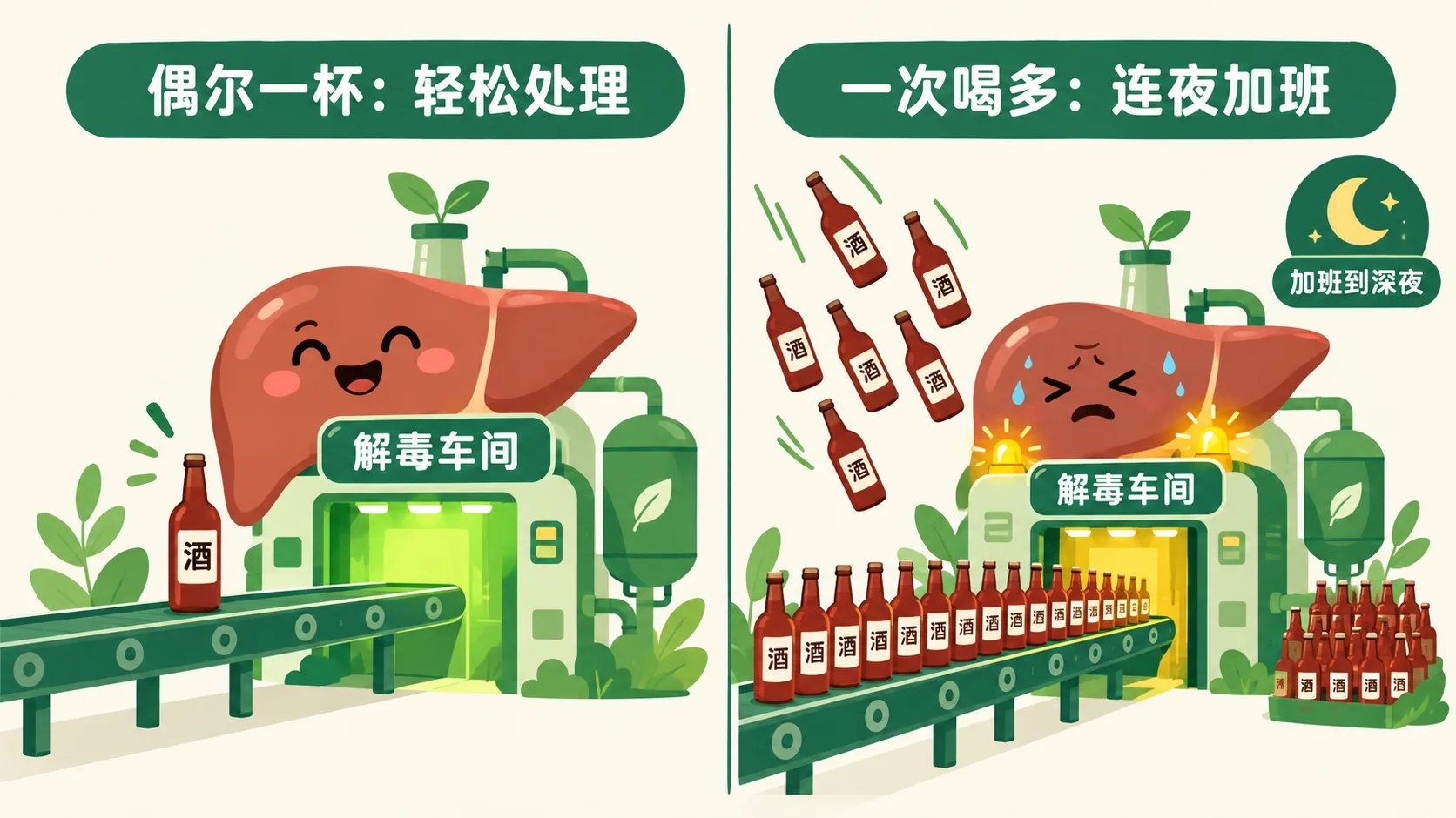 偶尔一杯轻松处理 vs 一次喝多连夜加班