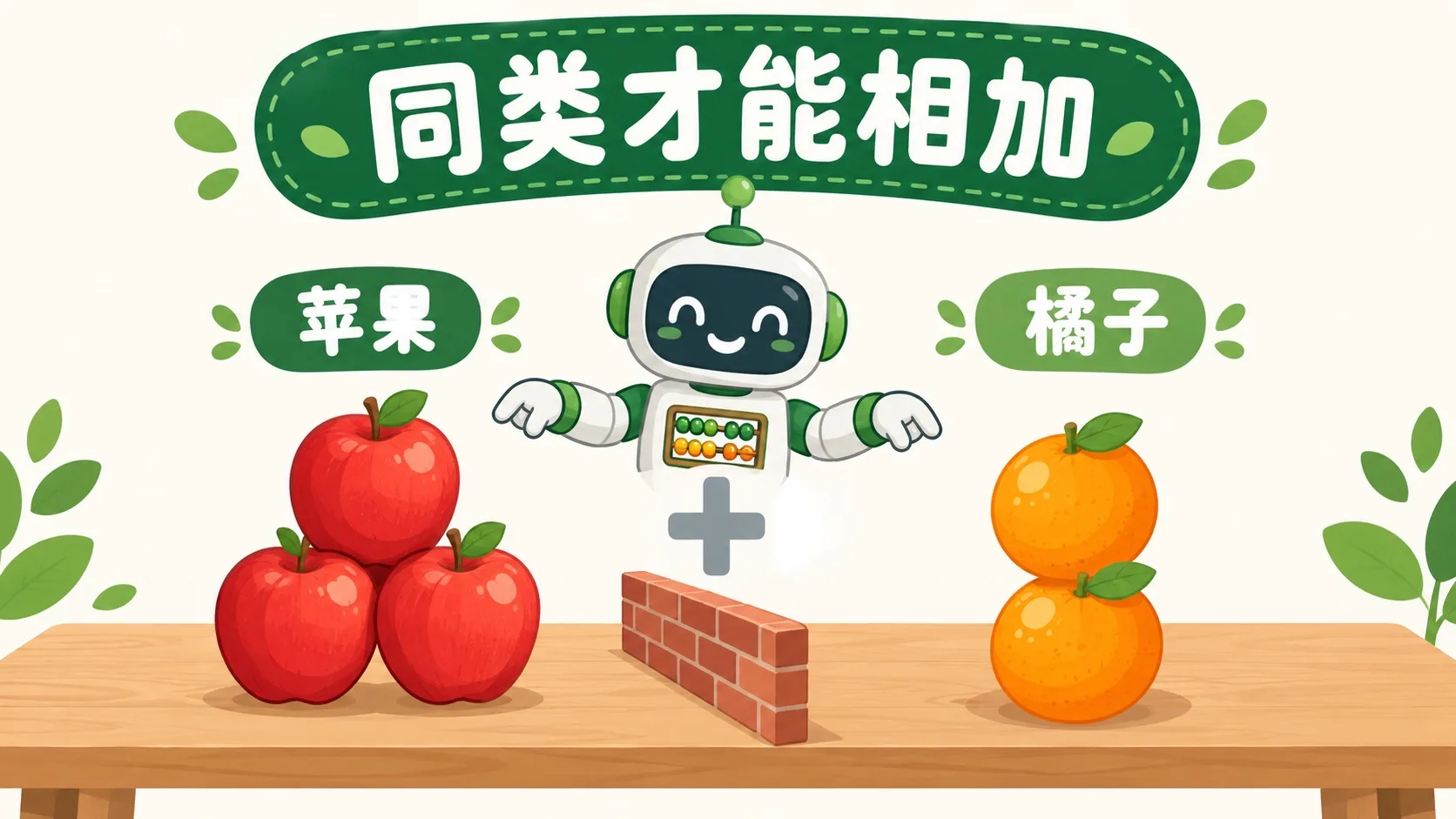 苹果堆与橘子堆：同类才能相加