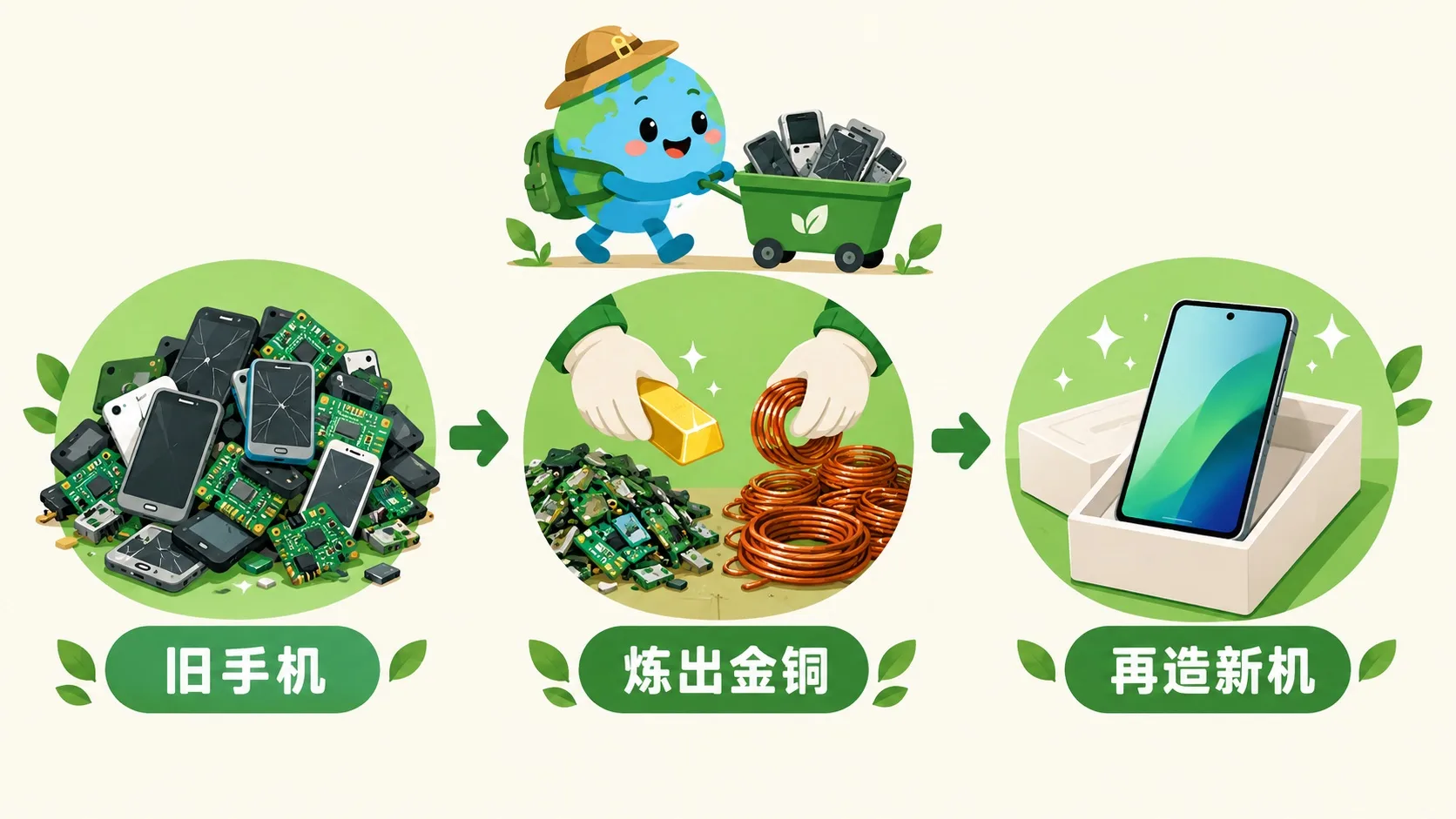 城市矿山：旧手机炼出金铜再造新机