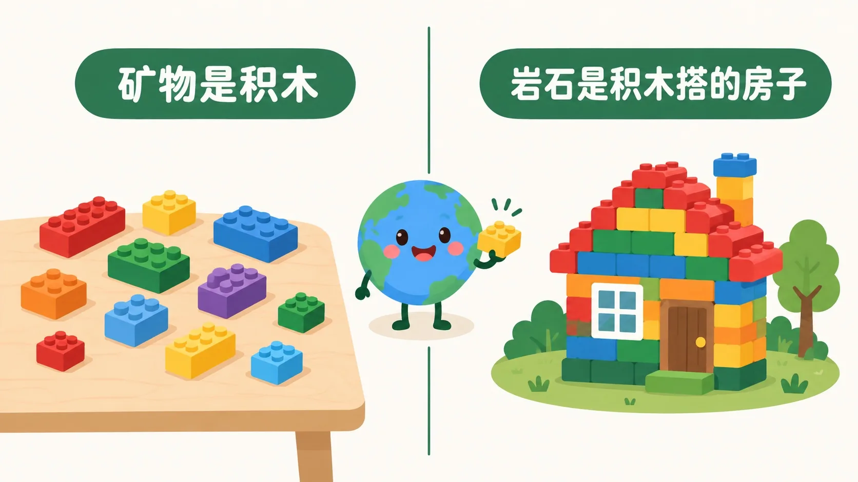 矿物是积木，岩石是积木搭的房子