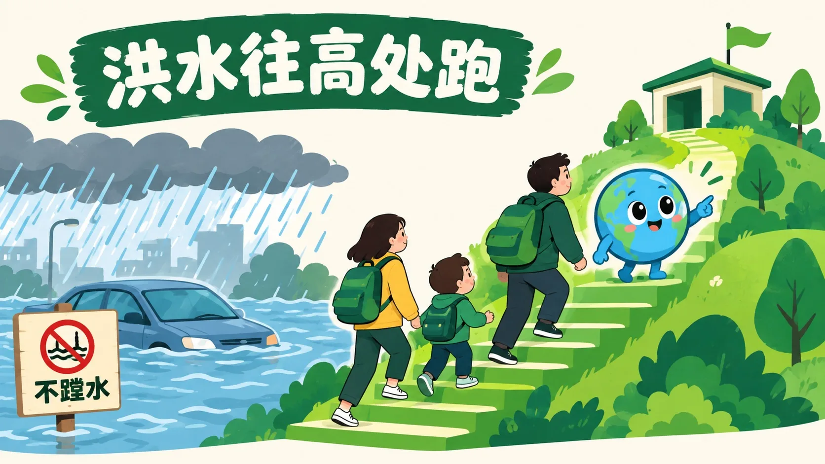 洪水往高处跑不蹚水