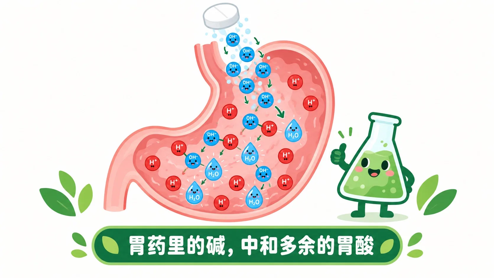 胃药里的碱中和多余的胃酸