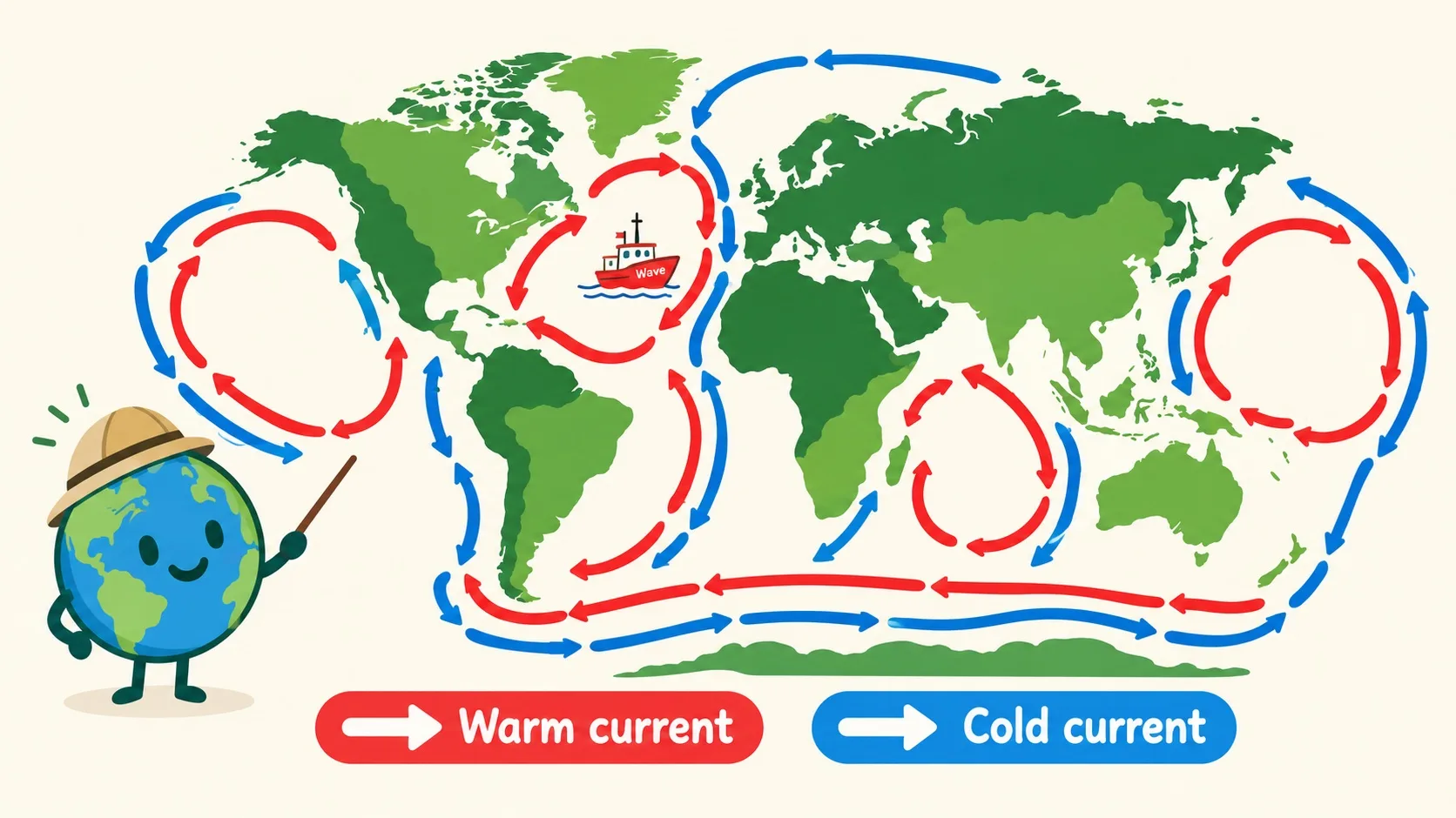 世界洋流图：暖流与寒流组成的环流