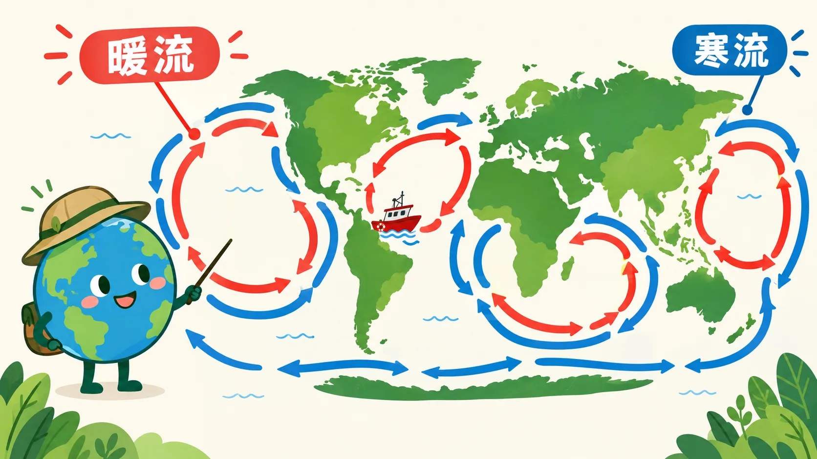 世界洋流图：暖流与寒流组成的环流