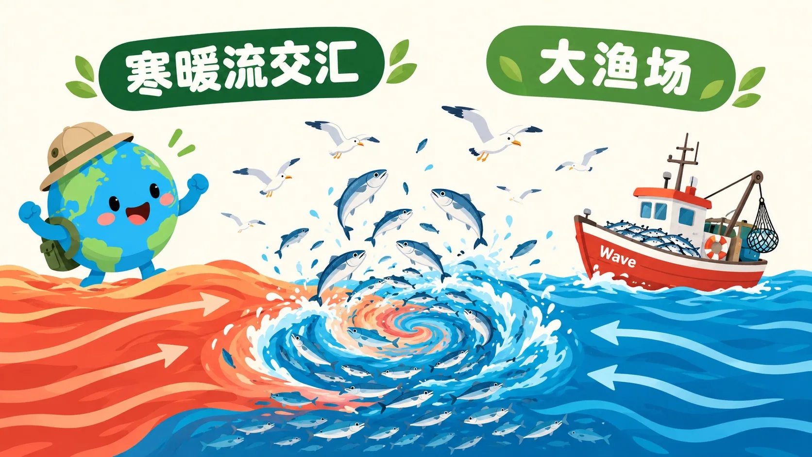 寒暖流交汇处形成大渔场