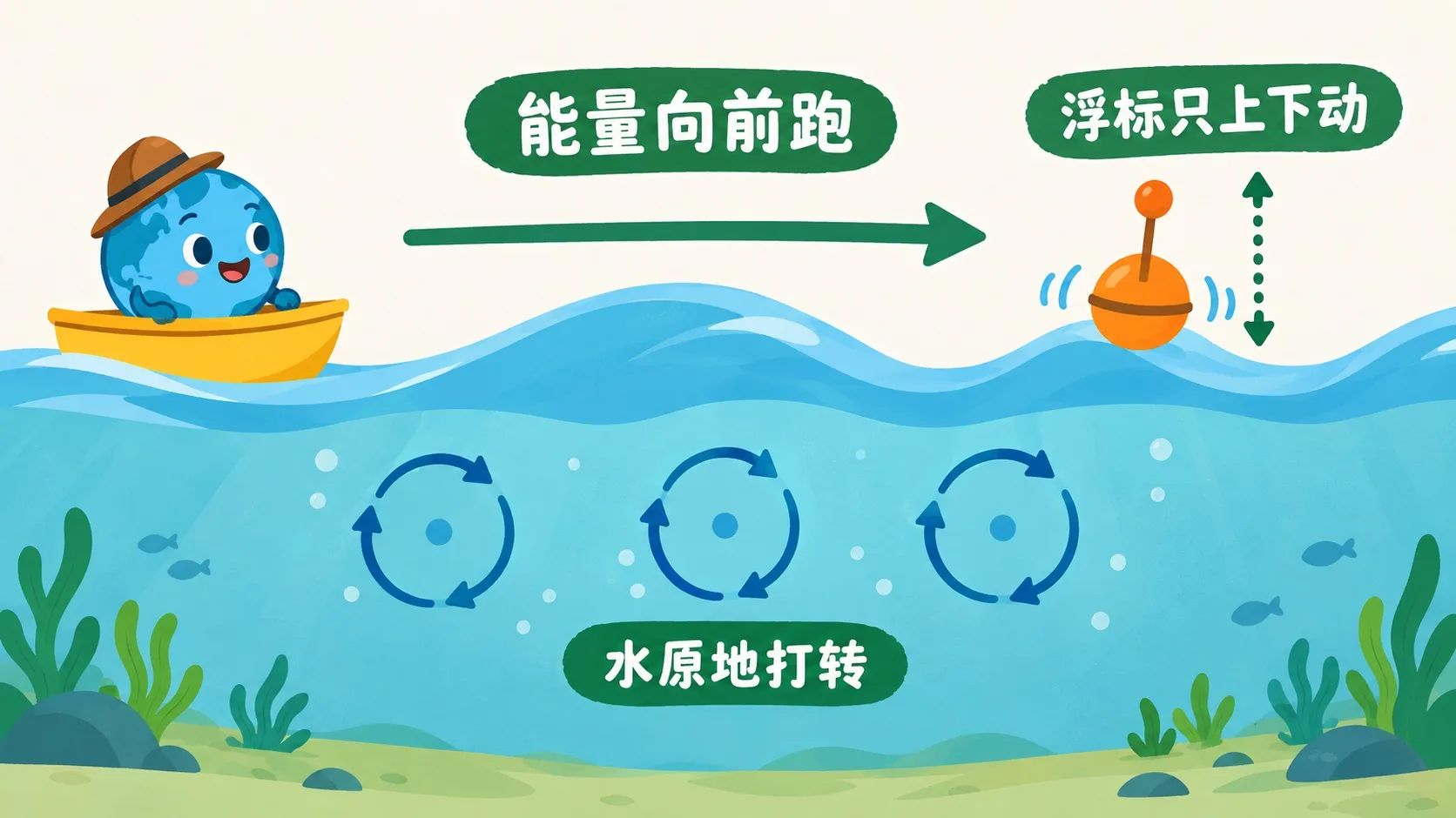 浮标原地打转：能量向前跑