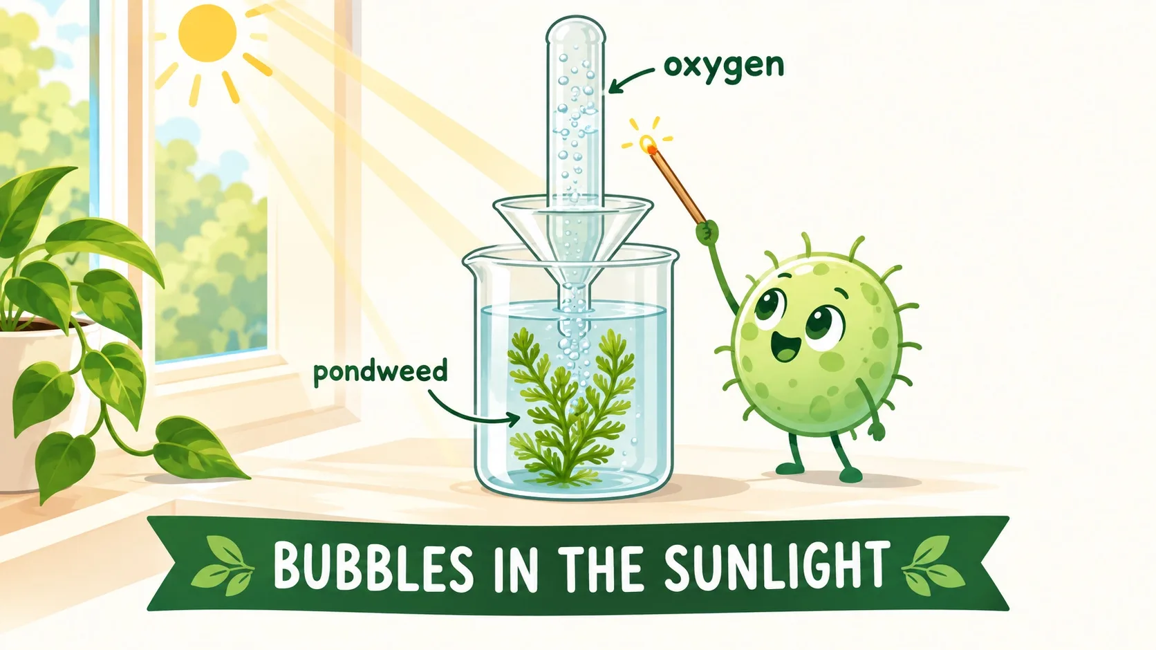 太阳下的水草冒气泡实验