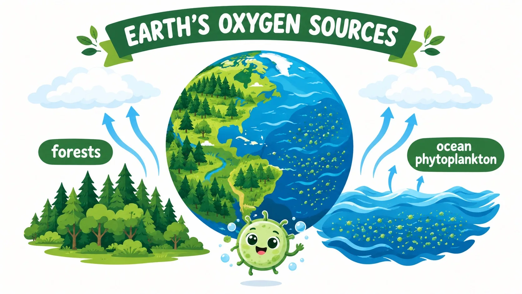 地球氧气来源：森林与海洋浮游植物