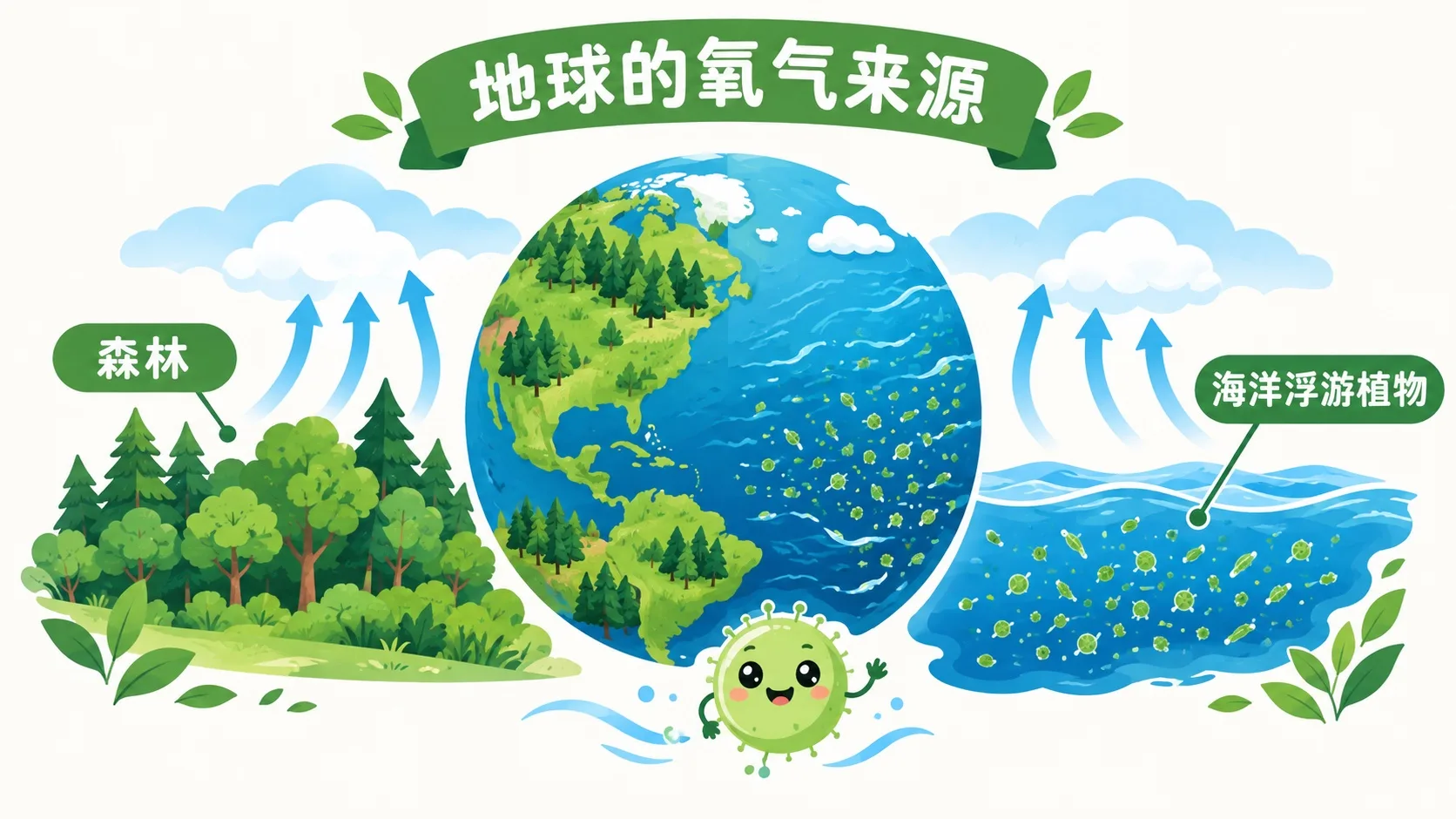 地球氧气来源：森林与海洋浮游植物