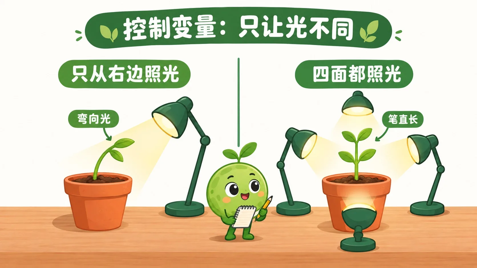 单侧光与四面光对照实验