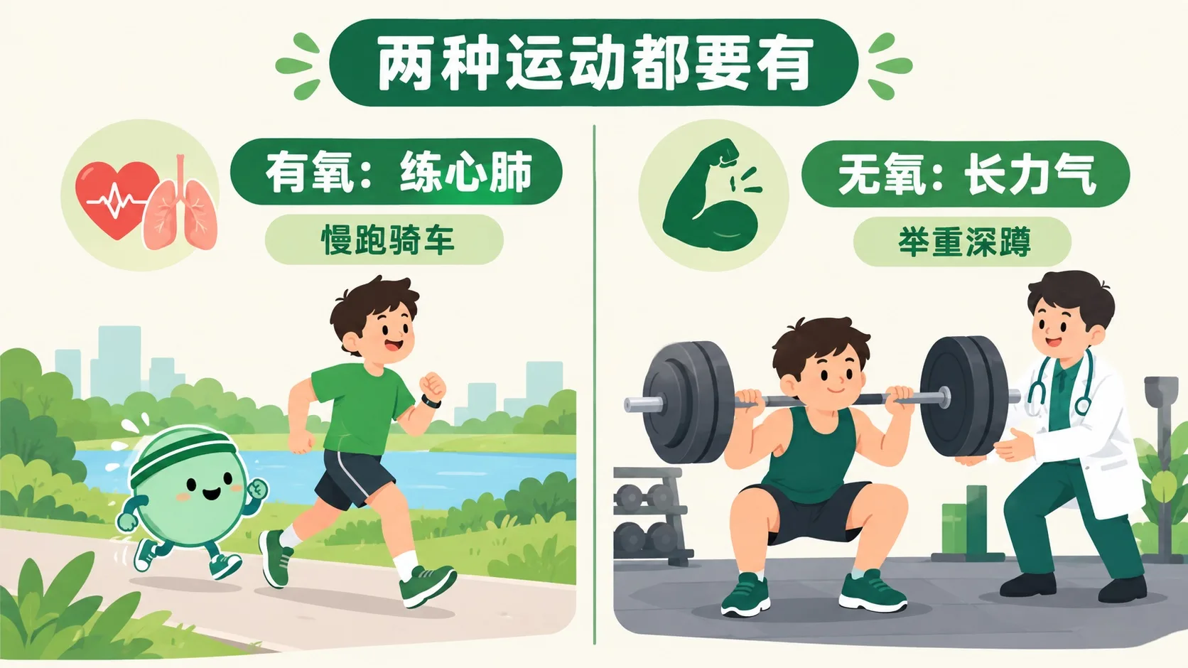 有氧 vs 无氧：慢跑练心肺，举重长力气
