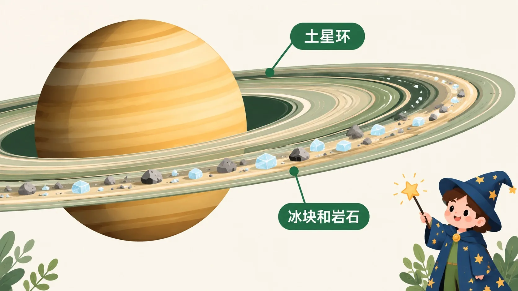 土星环特写：冰块和岩石做的环