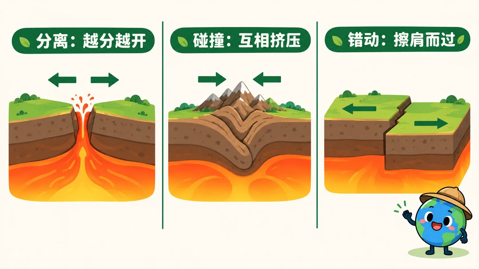 分离碰撞错动三种边界对比