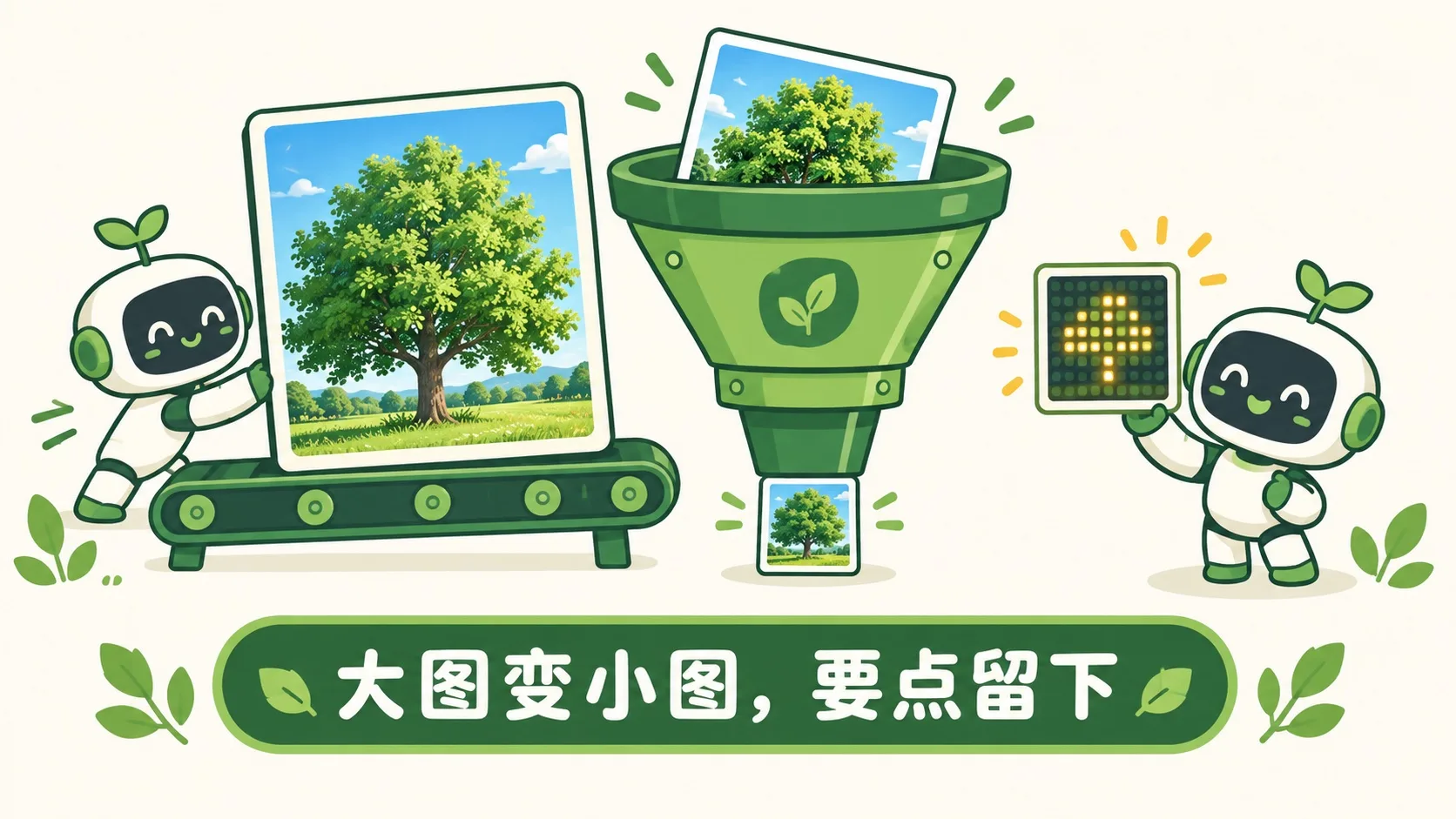 压榨机把大照片压成小照片：关键像素发光保留