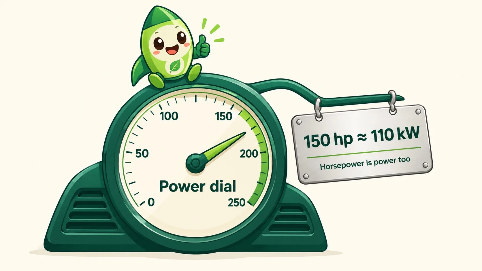 汽车功率表：150 马力 ≈ 110 kW