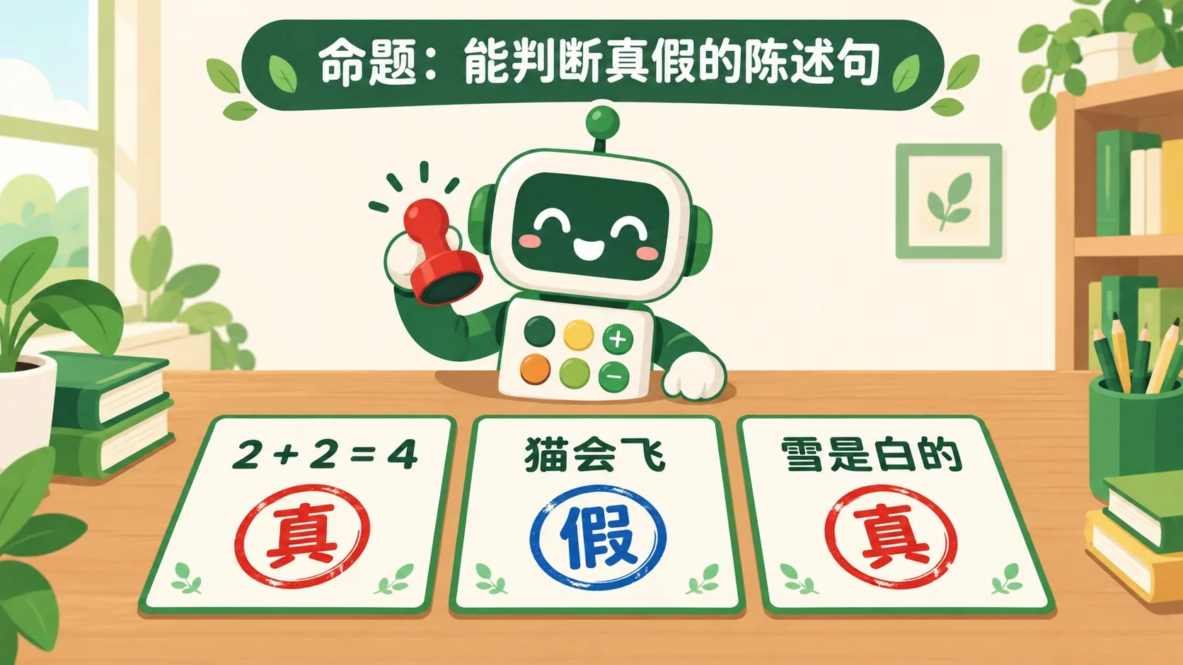 句子卡盖上真假的印章