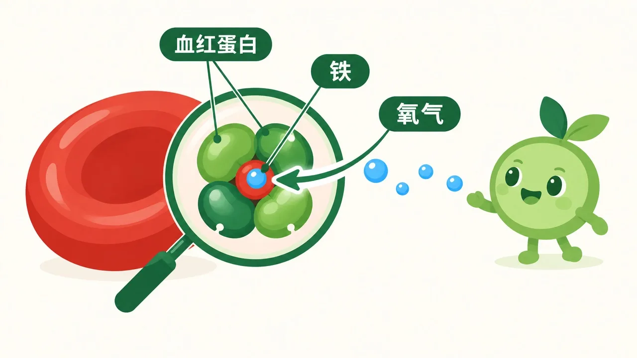 血红蛋白：四个珠子抱着铁，抓住氧气