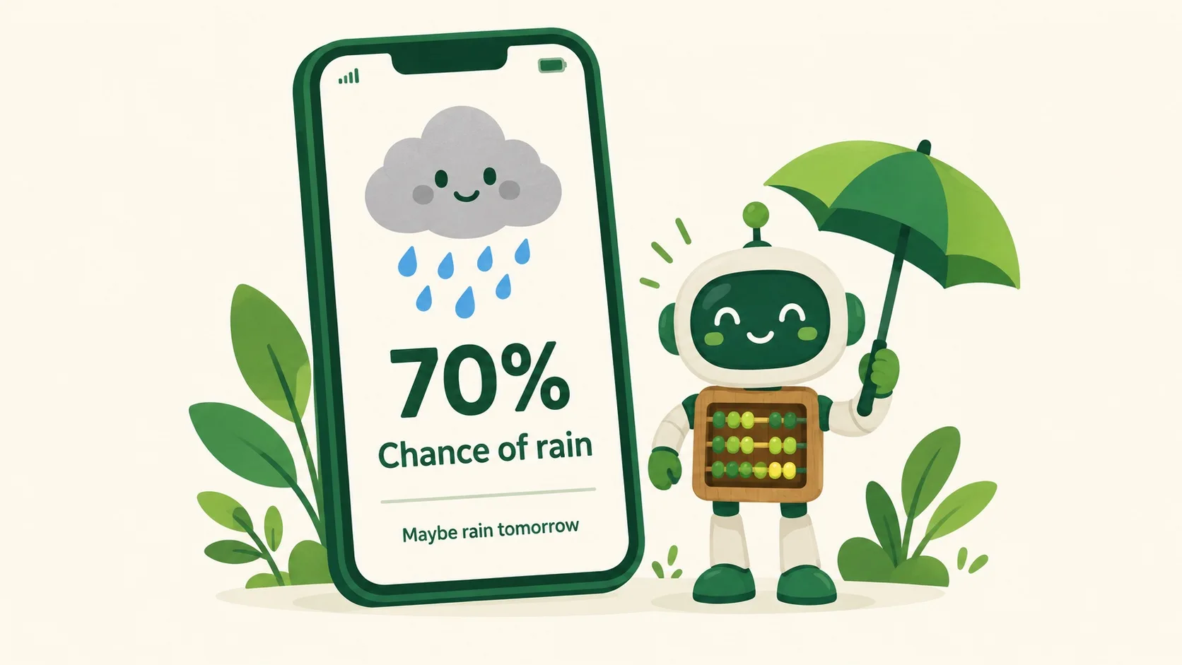 天气预报：降水概率 70%