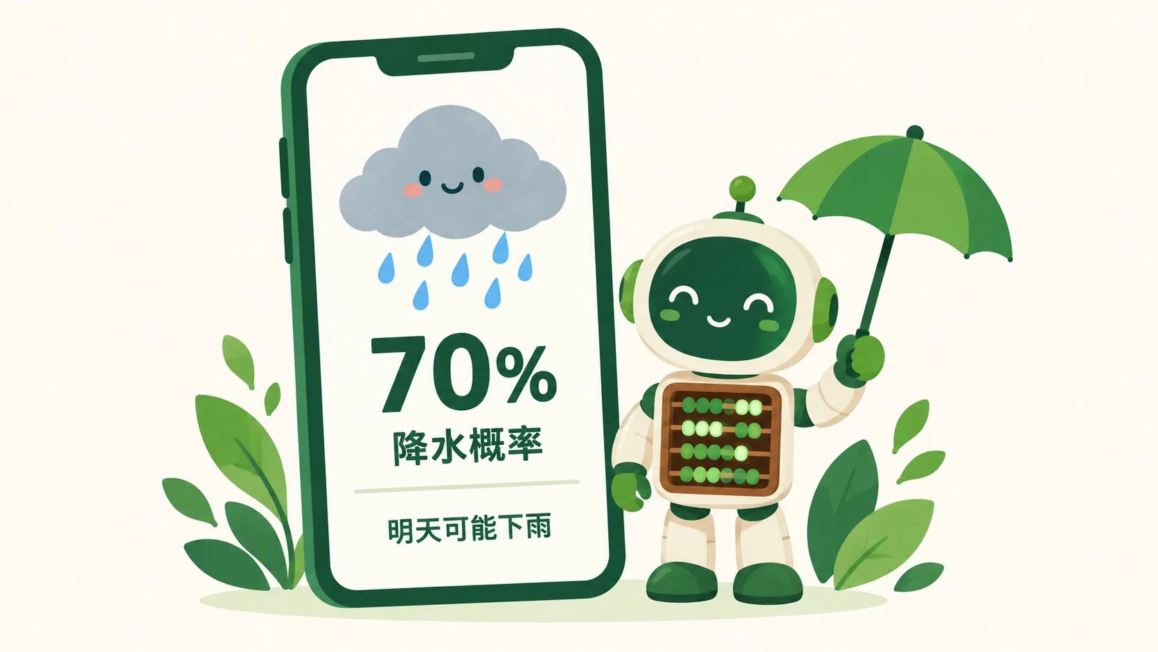 天气预报：降水概率 70%