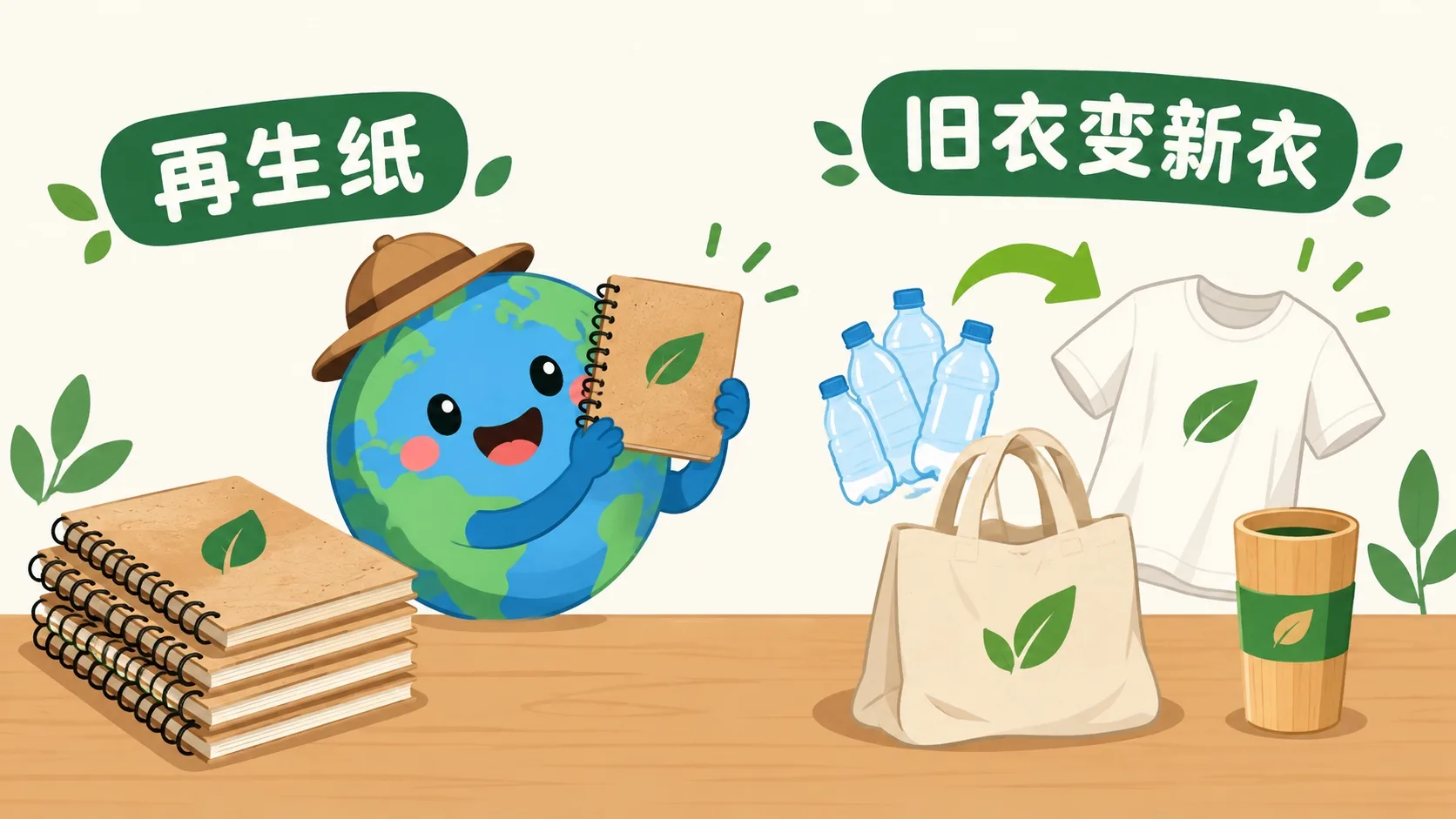 再生品：再生纸与旧衣变新衣