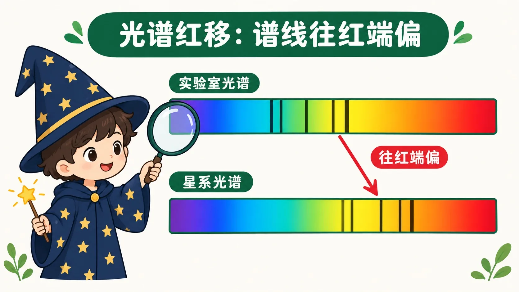 星系光谱相对实验室光谱整体往红端偏