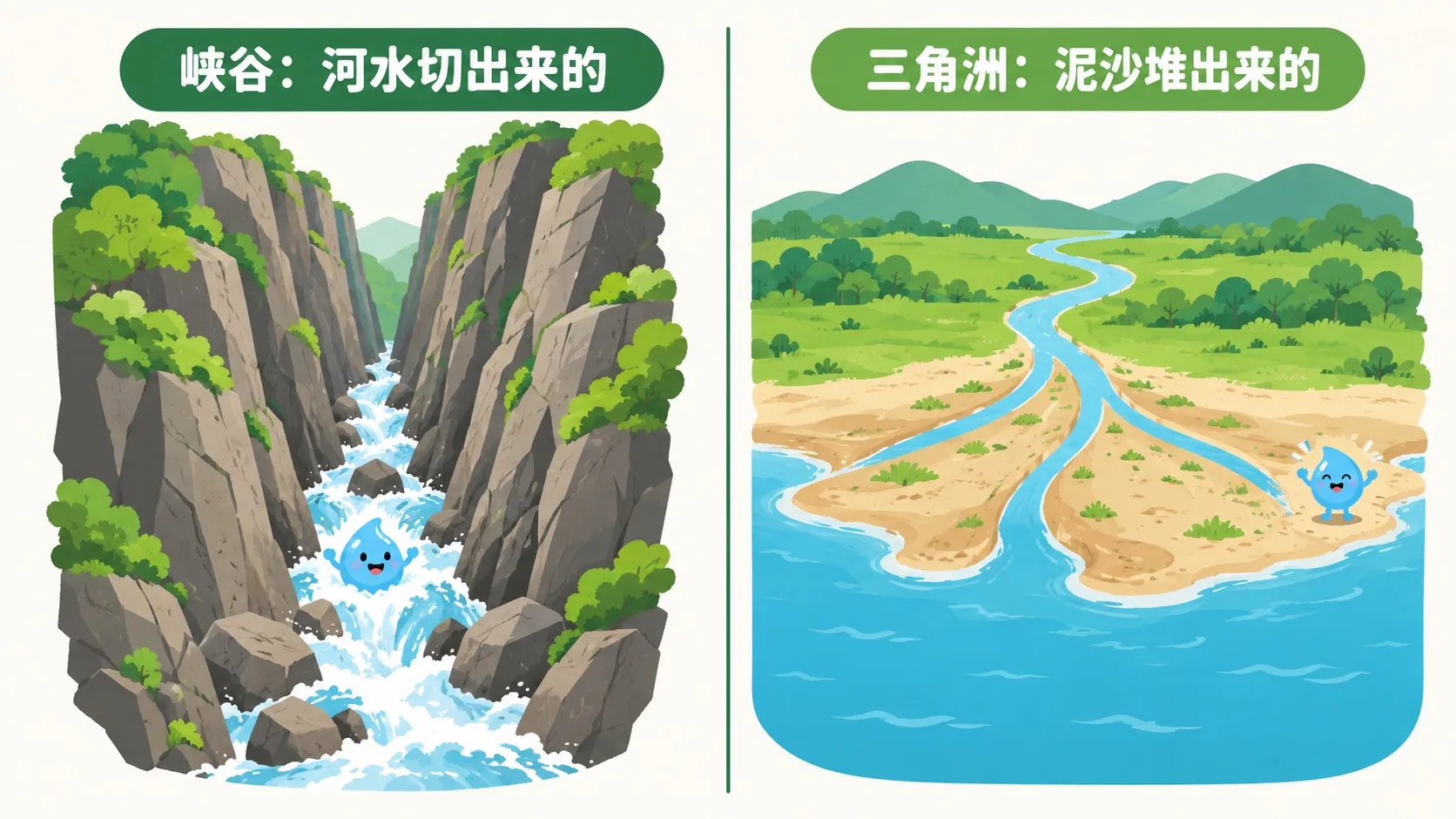 峡谷与三角洲：河水切出来的和泥沙堆出来的