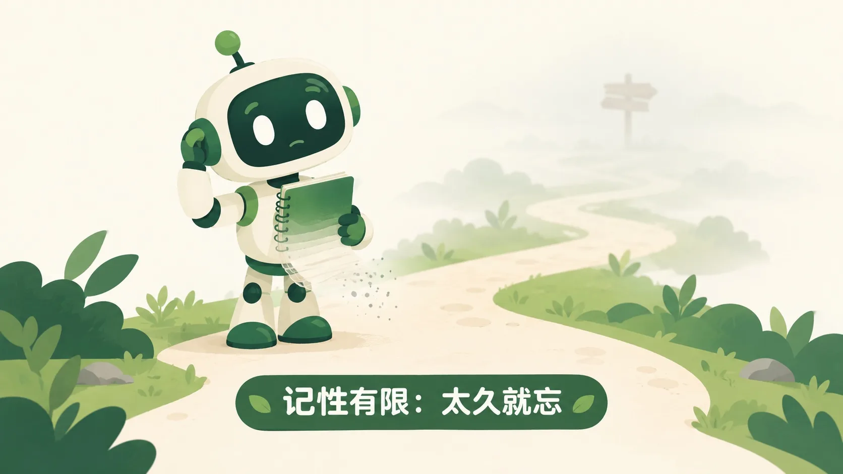 记性有限：笔记本越记越薄，远处词牌被雾遮住