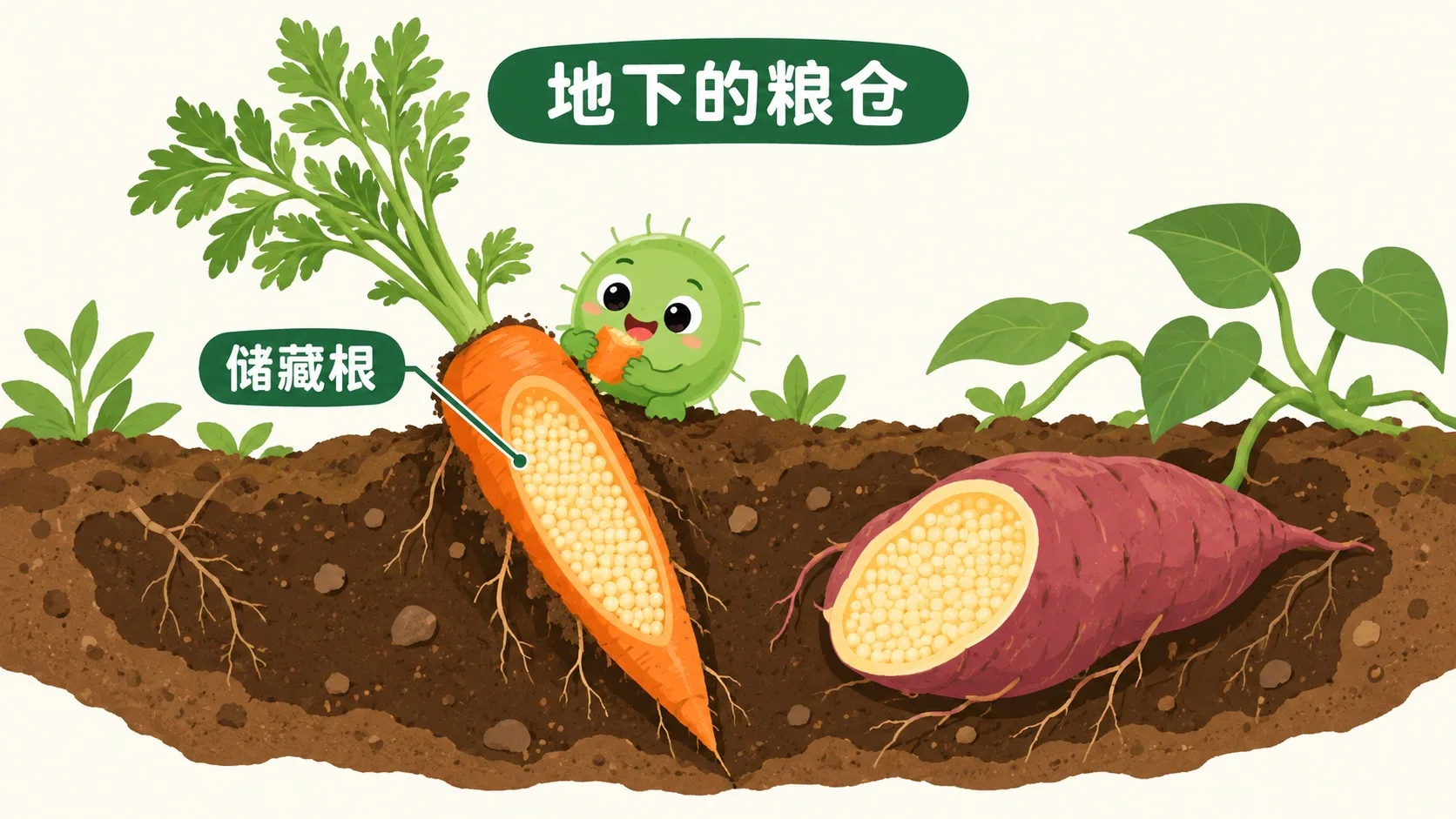 萝卜和红薯的储藏根剖面