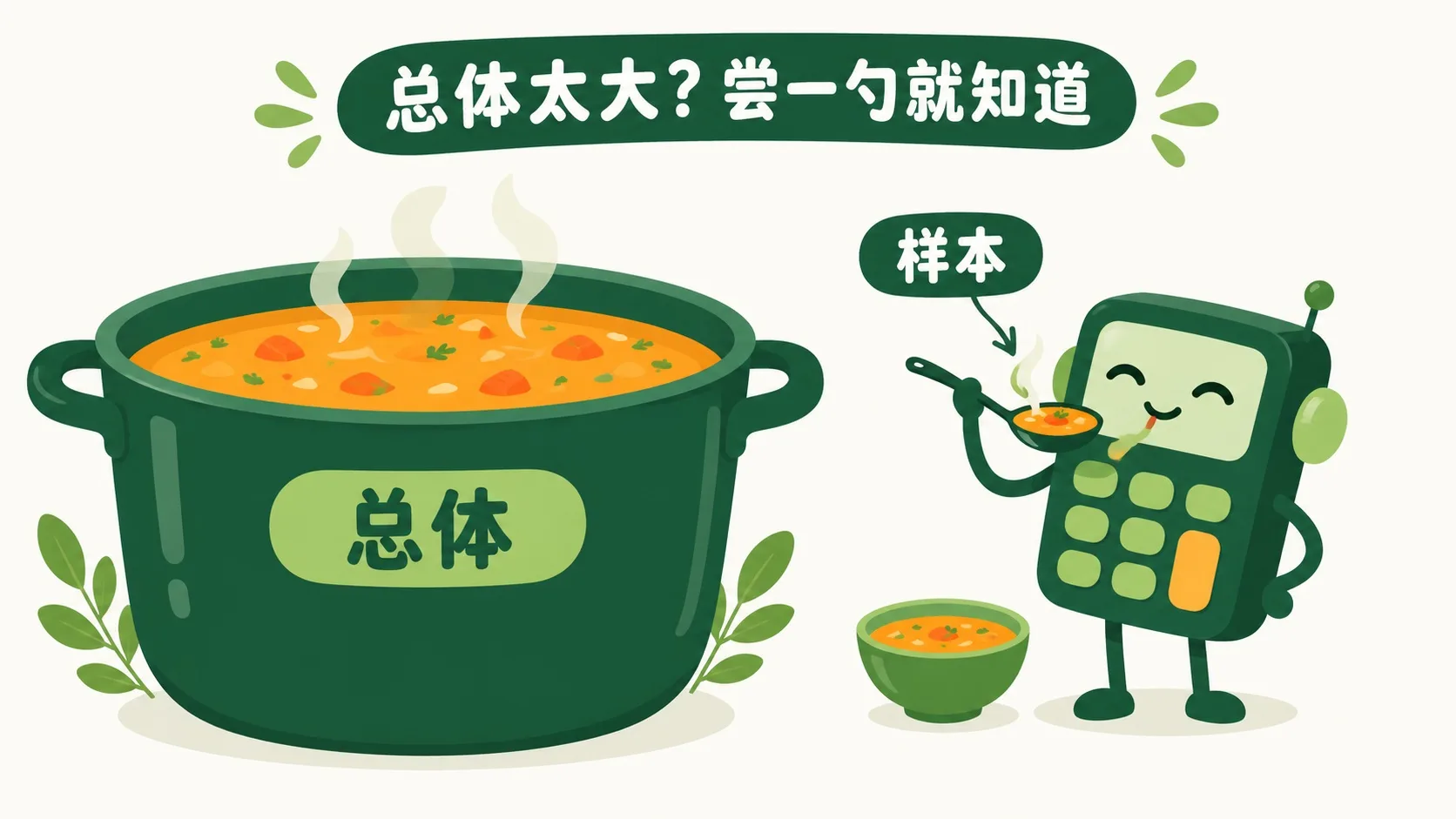 小算盘机器人从大锅里舀一勺汤