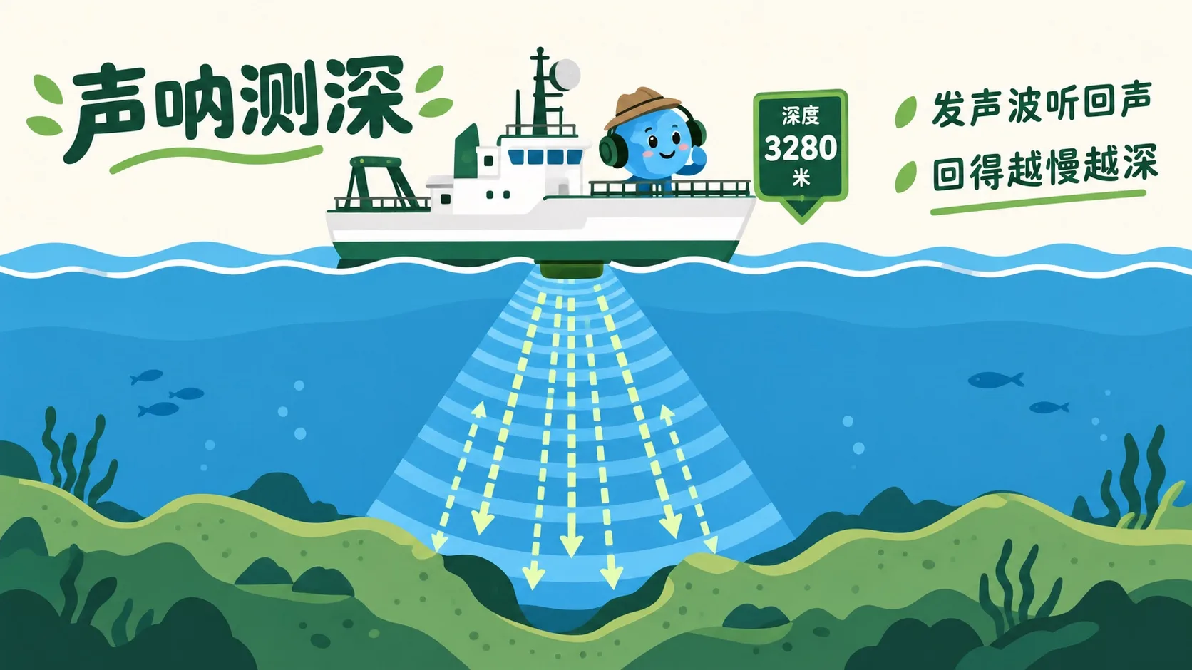 声呐测深船：发声波听回声