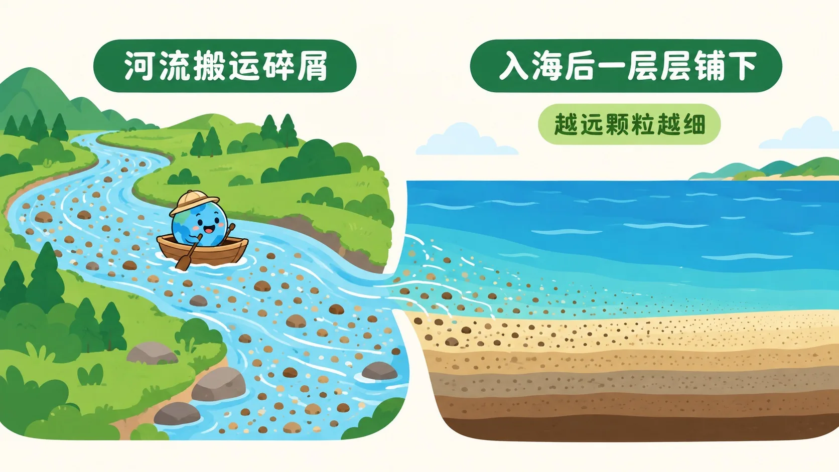 河流搬运碎屑入海堆积