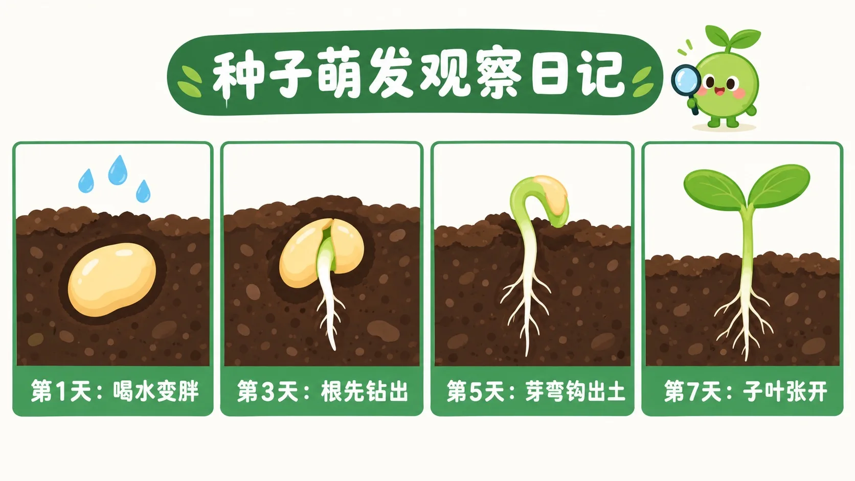 种子萌发观察日记四格