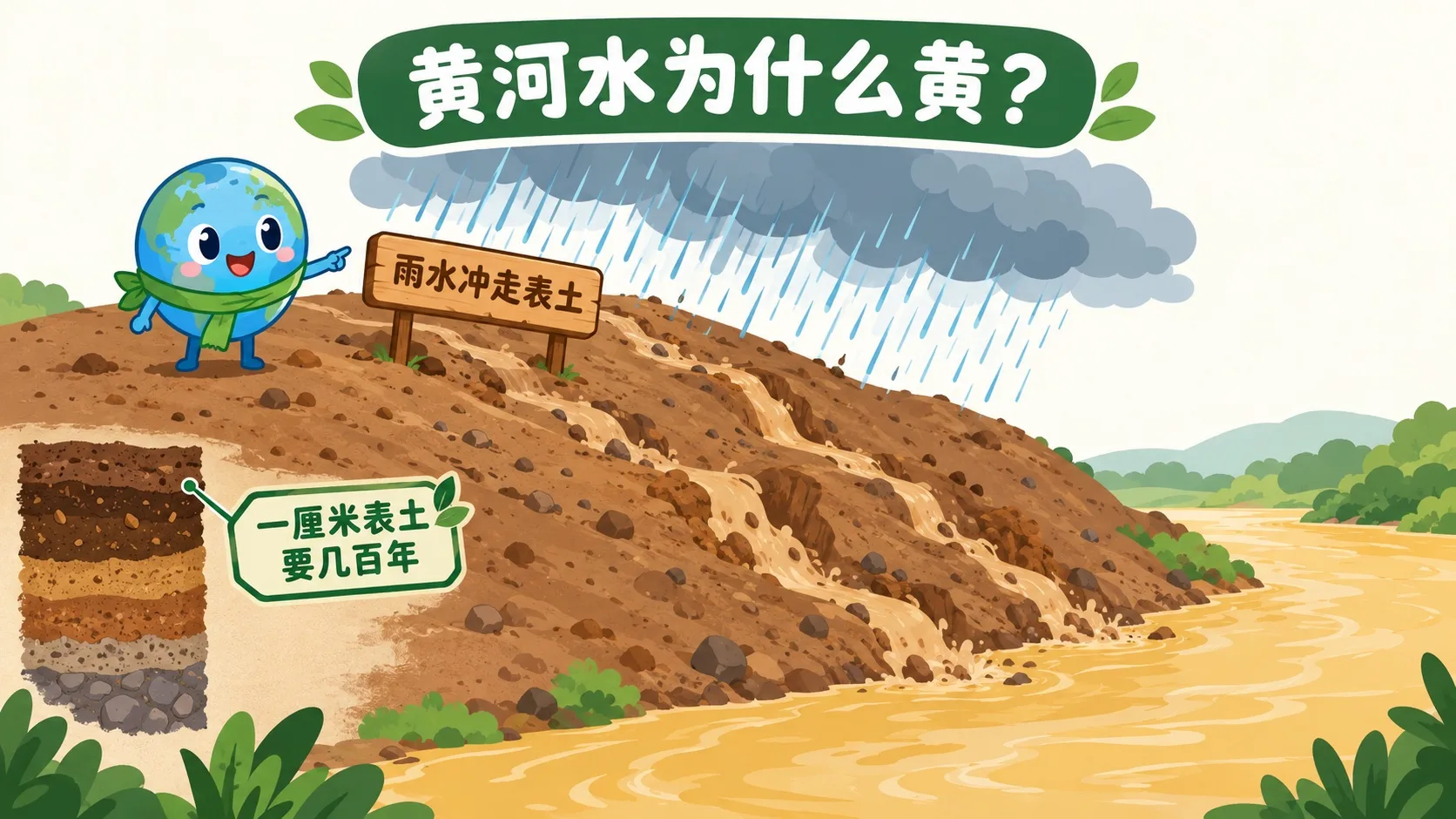 雨水把表土冲进黄河