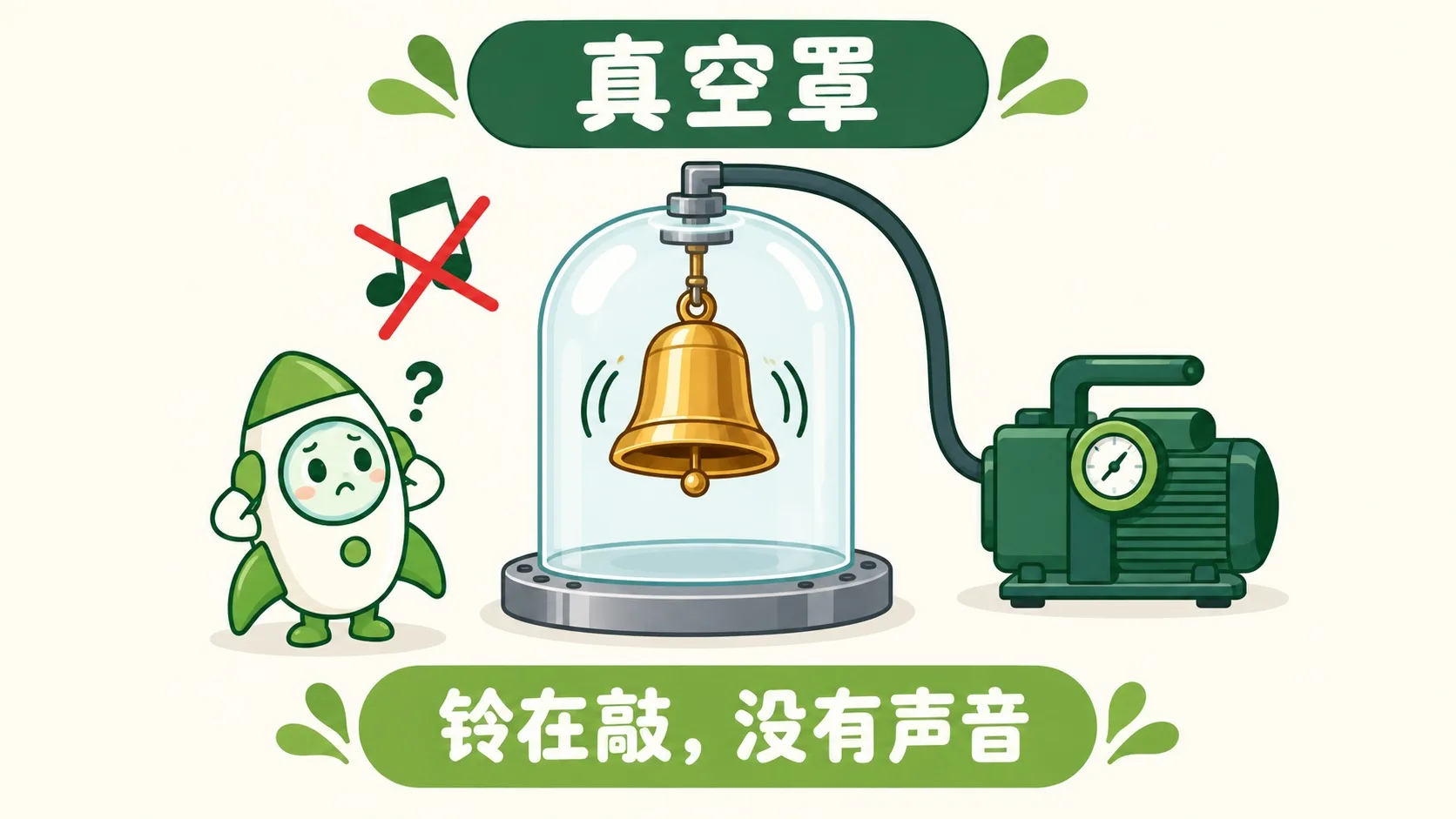 真空罩里的铃铛在敲却没有声音