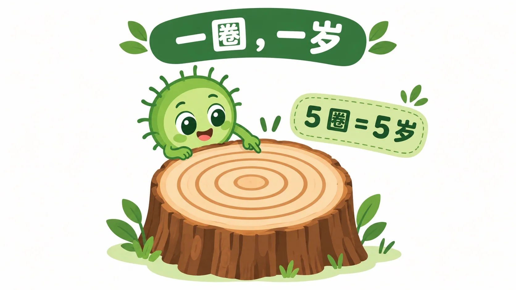 数年轮：一圈一岁，5 圈 5 岁