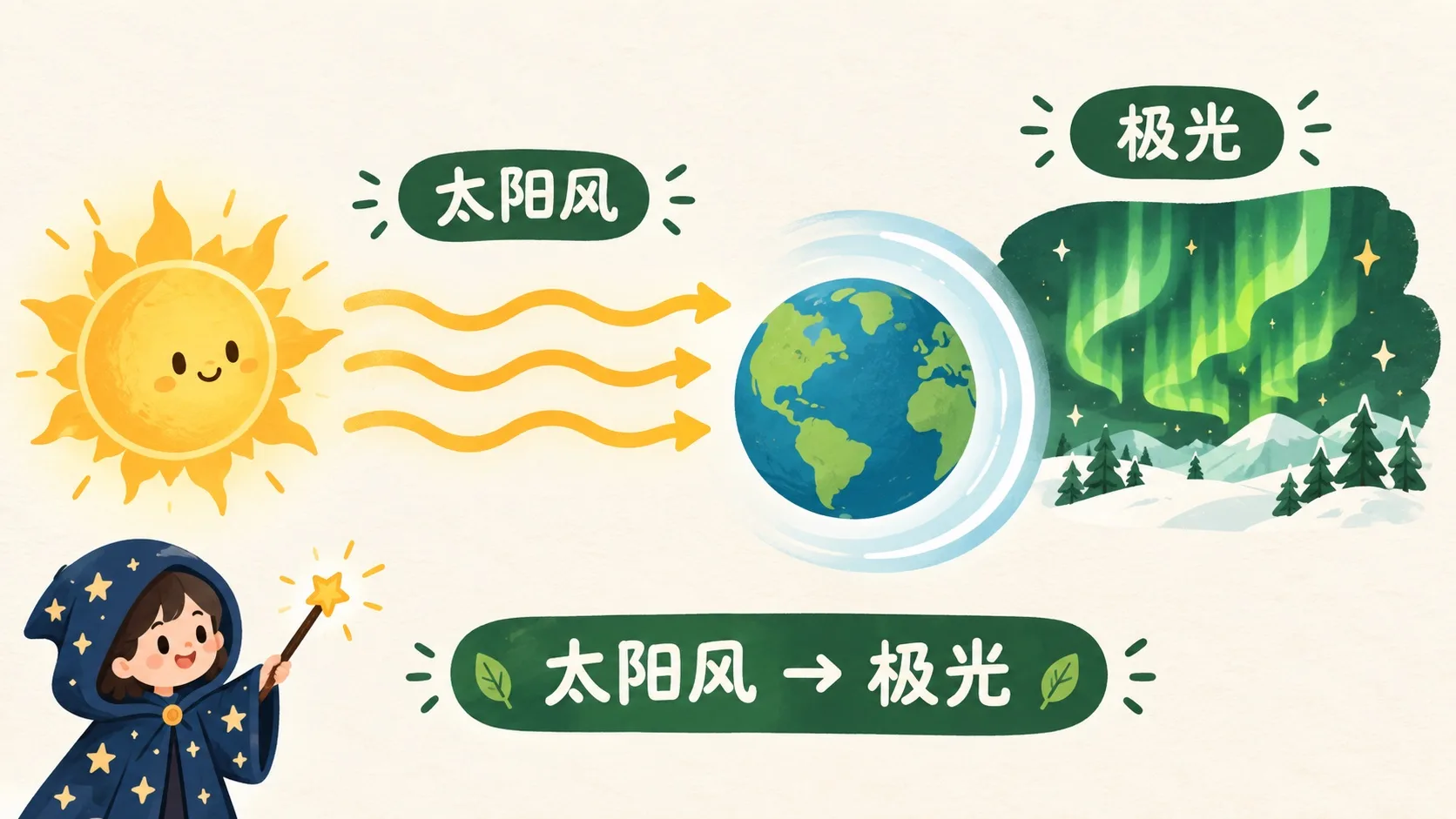 太阳风吹出极光