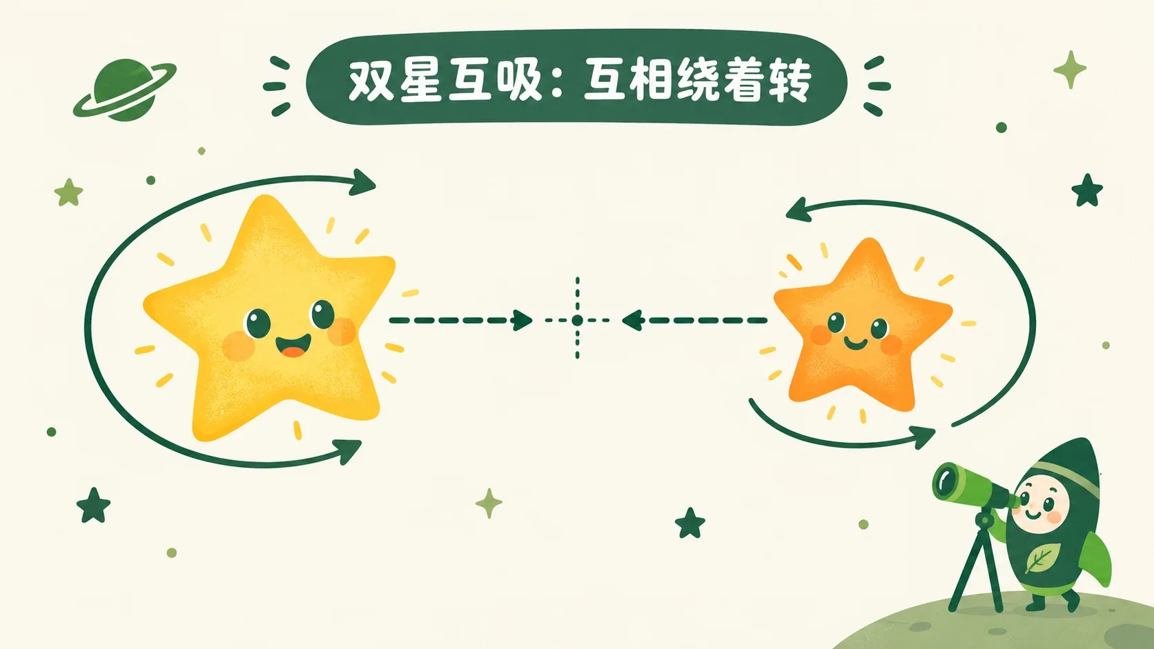 双星互吸：两颗恒星互相绕着转