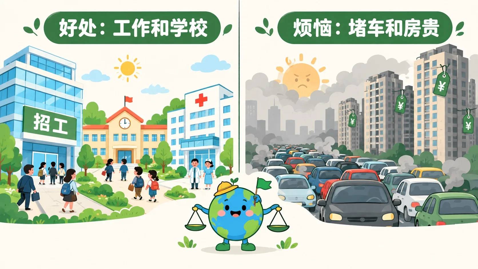 城市化的好处与大城市病的对比