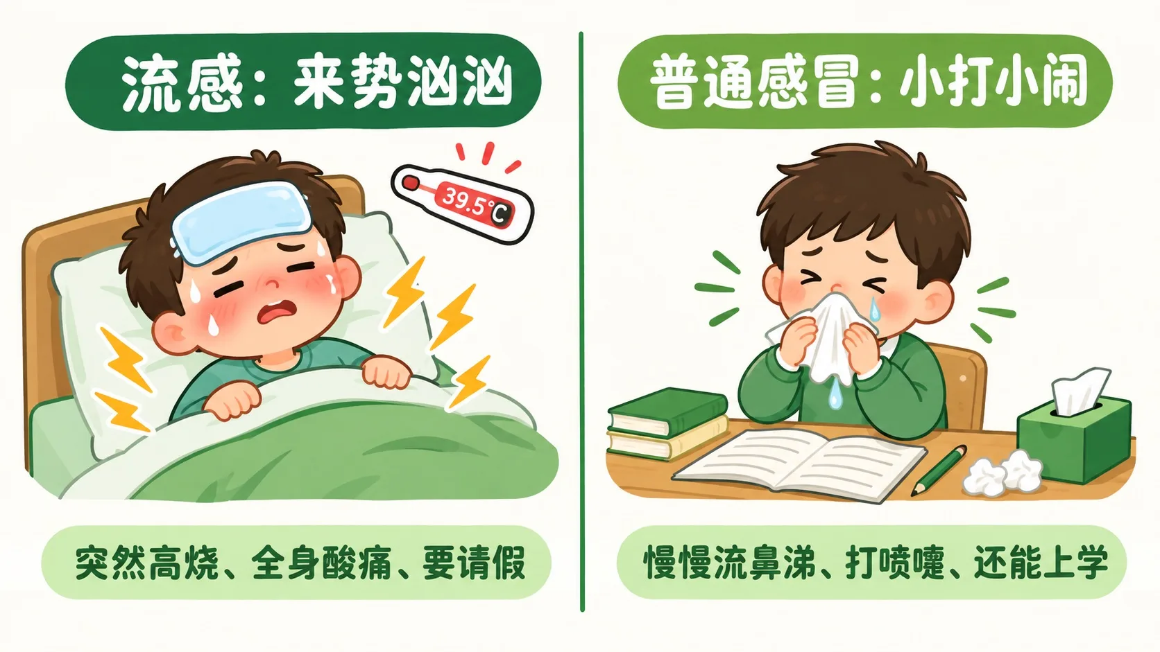 流感与普通感冒的症状对比
