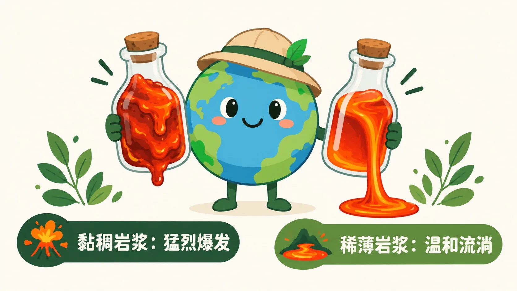 黏稠岩浆与稀薄岩浆对比