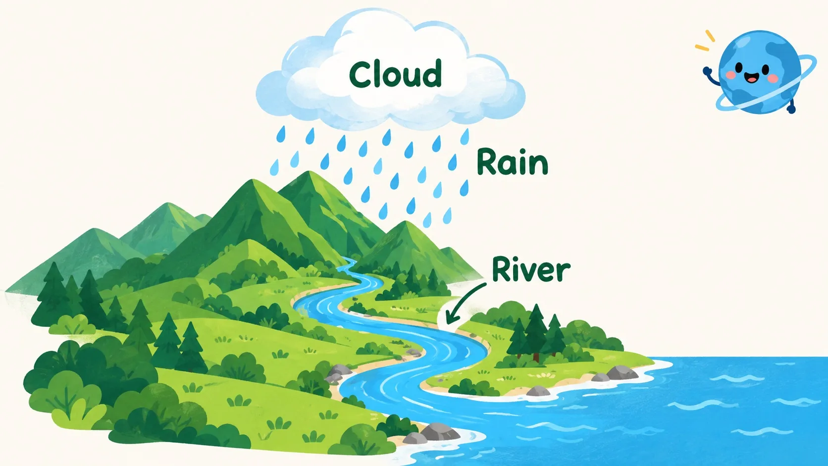 云降雨河流流回大海